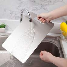 1pc Stainless Steel Double-Sided Anti-Mold Cutting Board For Home Use - Silver - View 9