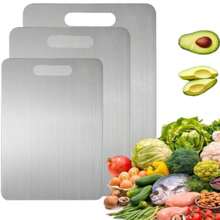 1pc Stainless Steel Double-Sided Anti-Mold Cutting Board For Home Use - Silver - View 2