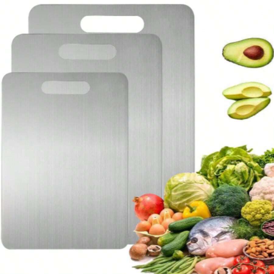 1pc Stainless Steel Double-Sided Anti-Mold Cutting Board For Home Use