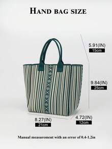 1 pieza Bolso de mano/tote de gran capacidad, ligero y con diseño de dibujos animados, adecuado para ir al trabajo, la escuela, viajar, portátil para combinar con atuendos, para todas las estaciones - Verde - Ver 2
