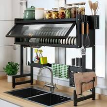 1pc Kitchen Sink Dish Rack, Countertop Dish Drainer, Lightweight And Easy To Install, Space-Saving, Multi-Function Dust-Proof Dish Rack With Door, Suitable For Dish Storage And Draining - Multiple Specifications - View 3