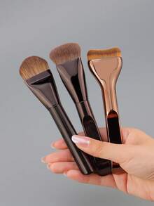 3pcs Ultra-Thin Foundation Brush Set, Premium Makeup Tools Gift, Suitable For Liquid Cream Cosmetics, High-End Beauty Brushes - Multicolor - View 6