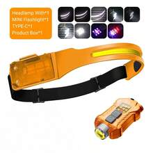 1PC USB Rechargeable LED Sensor Headlamp, Headlight Head Work Light, Waterproof Headlamp For Fishing Camping Lantern - Multicolor - View 8