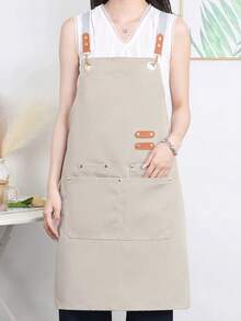 1 chiếc tạp dề đầu bếp bằng polyester có dây đeo chéo điều chỉnh được, mềm mại và thoáng khí, 4 túi, thích hợp cho nhà hàng, nhà bếp, nấu nướng, làm bánh, vẽ tranh, làm vườn và các trường hợp khác, tạp dề đeo eo unisex. - Nhiều màu - Xem 15