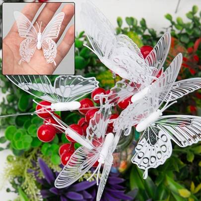 10 que trang trí hình bướm 3D sống động như thật, thích hợp cho trang trí sân vườn, tiệc cưới, có thể đặt trên bãi cỏ, chậu hoa, bệ cửa sổ, ban công ngoài trời. Được làm từ chất liệu PVC chịu thời tiết, thích hợp cho trang trí đám cưới, ngày lễ và tiệc tùng.