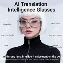 Nuevas gafas inteligentes de traducción de idiomas de inteligencia artificial, con micrófono incorporado, altavoces estéreo duales, control de música y llamadas inalámbricas, control de cámara, conversación por voz, asistente de voz de IA, gafas de audio - Ver 2