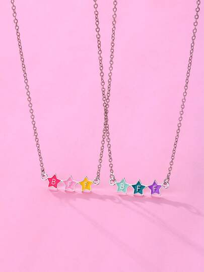 Bộ 2 mặt dây chuyền hình ngôi sao tráng men màu macaron hoạt hình dễ thương, thời trang, thích hợp để đeo hàng ngày, làm quà tặng hoặc dịp lễ.