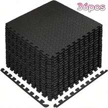 11.81x11.81 英寸优质 EVA 泡沫垫，树叶纹理，防滑互锁地垫，适用于瑜伽、健身、儿童房 - 查看 11