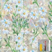 Window Privacy Film Stain Glass Window Film Rainbow Window Film Window Clings Non-Adhesive Reusable Ornamental For Bedroom (Leaf Rainbow, 17.5 X 78.7 In) - 黛西彩虹 - 查看 9