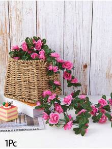 1/2 件人造悬挂玫瑰藤蔓仿真花环玫瑰常绿常春藤藤蔓丝绸玫瑰植物带绿叶装饰，适用于家居装饰、房间装饰、花园装饰、墙面装饰、室内/室外装饰、卧室装饰、婚礼装饰、餐桌装饰、派对装饰、生日装饰、情人节装饰 - 白色 - 查看 13