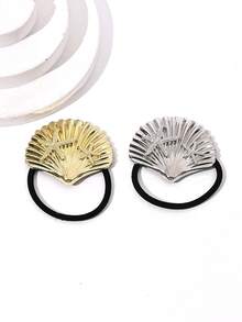 1pc Plain Shell & Starfish Casual Bohemian Zinc Alloy Shell Starfish Fashion Versatile Seamless Hair Tie, Suitable For Daily Wear - Multicolor - View 3