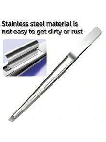 1pc High Quality Stainless Steel Eyebrow Tweezers, Facial Hair Removal Tweezers, Embedded Hair Tweezers, Angled Eyebrow Tweezers, Facial Care Tools - Upgraded Version - View 3