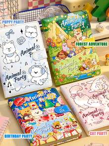 High-Quality Stationery Notebook, Cute Leather Cover Magnetic Closure Notebook, Student Portable Notebook With Cartoon Stickers, Colorful Pages Diary Notebook, Daily Journal Notebook With Exquisite Stickers - 1 Set - View 1