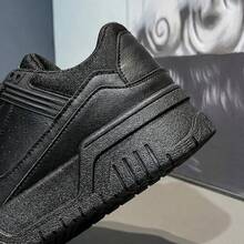 Tenis deportivos casuales para hombre, diseño industrial estructurado con suela gruesa y cordones gruesos, calzado cómodo antideslizante versátil para uso diario y todas las ocasiones - Negro - Ver 8