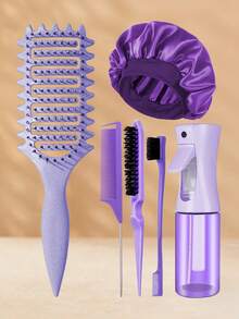 Bộ 6 cọ tạo kiểu tóc, bao gồm bình xịt, lược uốn tóc cải tiến, lược tạo độ phồng, lược đuôi nhọn, lược chải chân tóc và mũ ngủ. - Nhiều màu - Xem 12