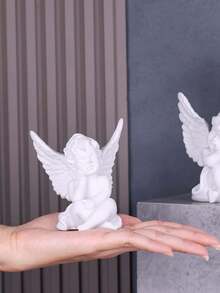 1件白色树脂天使雕像，适合室内外家居装饰，可爱天使雕塑摆件（白色） - 多色 - 查看 7