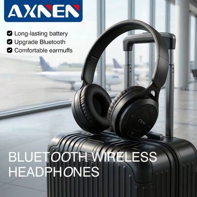  Auriculares diadema Bluetooth color macaron AXNEN, diseño inalámbrico plegable y retráctil, sonido envolvente, compatible con tarjeta TF, adecuado para viajes, hogar, oficina, juegos y clases en línea