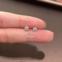 48 Pcs Hexagonal Women's Stud Earrings Jewelry With Shiny Rhinestone Inlay, Simple Elegant Style Round Stud Earring Set, Versatile For Daily Wear, Casual Fashion Gift, Exquisite Friend's Holiday Gift - Multicolor - View 3
