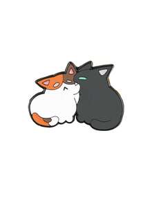1pc Cute Cartoon Animal Brooch, Adorable 2 Cats Metal Badge Decoration For Student Uniform, Backpack - Multicolor - View 16