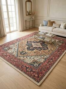 1pc Vintage Persian-Bohemian Classic Floral Rug/Carpet/Area Rug/Doormat, Soft Faux Wool, Suitable For Bathroom, Kitchen, Entryway, Hallway, Bedside, Living Room, Bedroom, All Season Machine Washable, Home Decor - Multicolor - View 8