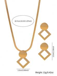 3件套几何圆形吊坠首饰套装，适合女性佩戴，包括项链和耳环，日常佩戴和派对场合皆宜，是节日和生日的完美礼物。 - 彩色 - 查看 2