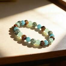 虎眼石与蓝玉髓手链，波西米亚风优雅珠宝，女士珠宝，完美礼物 - 多色 - 查看 3