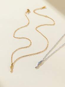 TEAMER 1 chiếc mặt dây chuyền hình quả ớt bằng thép không gỉ, họa tiết 3D, món quà sáng tạo dành cho bạn bè. - Chuỗi đơn giản - Xem 3