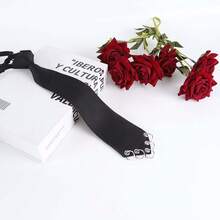 朋克风黑色领结，带金属孔眼和可调节松紧带，男女皆宜的配饰 - 黑色 - 查看 8