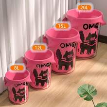 100个/包 粉色可爱黑猫抽绳垃圾袋，加厚耐用防撕裂易拉式家用垃圾袋 - A - 查看 3