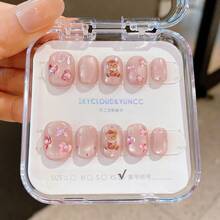 10pcs Handmade,Nail,Press On Nails,Valentine's Day,Gift,Spring And Summer Nails,Round Nails,Spring Nail,Nails Press On,Press On Nails Short,Fake Nails,Short Nails,Press On Nails Acrylic,Handmade Press On Nails,Detachable And Reusable ﻿ - Multicolor - View 13