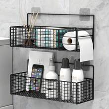1/2pcs Black Bathroom Shelf, Adhesive Shower Storage Rack, Kitchen & Bathroom Organizer Basket, Wall Mounted Organizer Rack Without Drilling - No Drilling Required - View 7