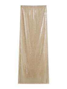 Women Sequin Maxi Skirt Low Rise See Through Sparkly Bodycon Long Mermaid Skirt Summer  Coquette Beachwear - 香檳色 - 查看 2