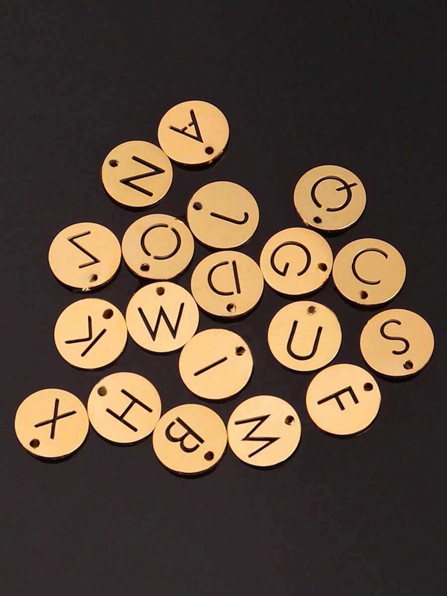 Bộ 3 mặt dây chuyền bằng thép không gỉ rỗng hình 26 chữ cái tiếng Anh, tự làm phụ kiện trang sức thời trang cho nữ. - mặt dây chuyền - Xem 1