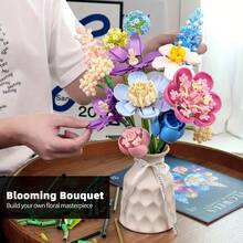 865pcs ABS Flower Building Block Set, Multi-Angle Adjustable, Tight Interlocking, Adjustable Stem Length And Leaf Angle, Perfect Confession Bouquet, Home Decor Everlasting Flower, Valentine's Day Gift (Vase Not Included) - Multicolor - View 8