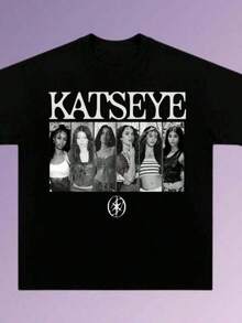 K-AtsEye Girl's Boy's Cotton Graphic Tees, Cutecore Summer Clothes For Teens Girl, Summer Outfits Women, Mom And Daughter Matching, Vintage Katseye 2026-Shirt, Katseye Beautiful Chaos Shirt, Katseye Merch, Streetwear, Gabriel Clothes For Girls 10 To 12 Girls T Shirts Summer Clothes Tween, Adult And Children's Sizes - 黑色 - 查看 6