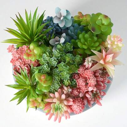 10pcs/5pcs/1pc Artificial Succulent Plants, Desktop Center Decor, Windowsill Green Plant Decor, Various Potless Realistic Succulents, Lifelike Plastic Cactus Stem Succulents, Home Decor (Excluding Planter), Gift (Style & Color Random)