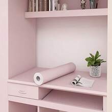 Self-Adhesive Solid Color Wallpaper Roll - Waterproof, Rainbow Colors, Fabric Texture Suitable For Kitchen, Bedroom, Living Room Furniture And Home Decor - Available In Coffee, Gray, White, Cream, Green, Blue, Yellow - 1 Volume - View 2