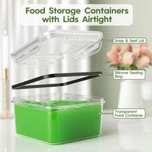 Refrigerator Storage Box, Fruit Fresh-Keeping Container, Large Capacity  Container, Airtight & Leak-Proof, Freezer , Microwave , Heat Resistant Up To 120°C Without Deformation - 24件套裝 - 查看 4