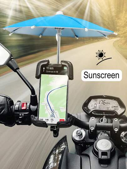 1set Mini Portable 10.63inch Mobile Phone Sunshade Umbrella(With Nylon Cable Ties&Fixator),Suitable For Motorcyle Mobile Phone Sunshade ,Car Mobile Phone Sunscreen,Caravan Must Haves,Parasol Umbrella,Car Accessories,E-Bike Mobile Phone Sunshade Accessories,Compatible With Various Phone Stands,Easy To Use