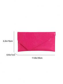 Fashion Retro Envelope Bag 2026 New Women's Wallet Casual Phone Bag Simple Large Capacity Handbag Solid Color Alligator Embossed Clutch - Hot Pink - View 3