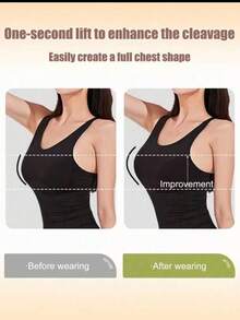1pc Silicone Spoon-Shaped Breast Lift Tape With Shoulder Strap, Anti-Slip, Anti-Sagging, Pushing Up And Enhancing Cleavage, Designed For Strapless Dresses, Evening Gown - Apricot - View 5