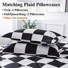 Checkered Comforter Twin 66x90Inch Black White Plaid Gingham Bed Set for Teen Boys Lightweight Microfiber Geometric Preppy Bedding 2 Pieces - 01 Cuadros Blanco y Negro - Ver 5