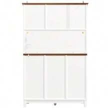 Modern Tall Cabinet With LED Lighting And App Control, Kitchen Or Dining Room Cabinet With Drawer, Sideboard With Sliding Door And Three Drawers, Black - White - View 7