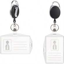 Vicloon ID Card Holder, Can Hold Business Cards, Student ID, Transit Cards, Comes With Retractable Yoyo Lanyard For Secure Carrying, Offers Two Carrying Options - Rectangle - View 1