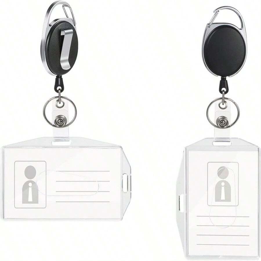 Vicloon ID Card Holder, Can Hold Business Cards, Student ID, Transit Cards, Comes With Retractable Yoyo Lanyard For Secure Carrying, Offers Two Carrying Options - Rectangle - View 1