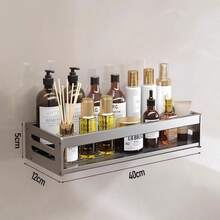 Estantería de almacenamiento para baño, estantería de almacenamiento para cocina, almacenamiento de pared de cocina, estantería de almacenamiento para balcón, adecuada para cocina, baño, inodoro, balcón, material de aleación de aluminio, resistente y duradero, a prueba de humedad y óxido, estantería de almacenamiento para botellas y frascos, ahorra espacio, dos métodos de instalación, estantería de almacenamiento sin taladro - A - Ver 13