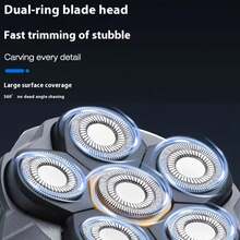 Navalha Elétrica Sem Fio Uso com Lâmina e Motor Removíveis, Aparador de Cabeça Magnética Adequado para Barbear Cabeça - Azul Royal - Visão 10