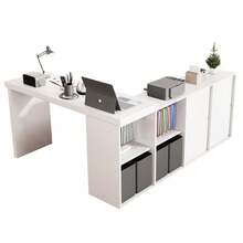 Home Office Desks - White + MDF - View 4