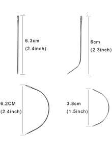 Hair Extension Tool Kit: 200pcs Silicone-Lined Micro Link Beads, 1pc 3-Hole Hair Clip, 1pc Sewing Thread, 1pc Threader, 1pc Pulling Hook, 8pcs Sewing Needles (Dark Brown/Black/Beige) Hair Extension Tools - Beige - View 4