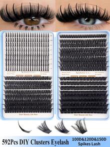 Bộ nối mi giả Nga 592 sợi, mi giả dạng gai, mi rời 100D 120D 150D, mi dày, mi xoăn D-Curly 10-20MM, 6 kiểu mi giả dạng gai, mi rời, nhiều kiểu dáng tự nhiên, mi giả phân đoạn có thể tái sử dụng, mềm mại và siêu nhẹ, tự nối mi tại nhà. - Nhiều màu - Xem 11